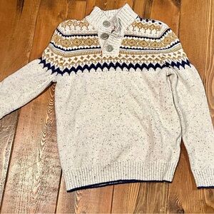 Cat & Jack Cream and Gold Patterned Crewneck Sweater